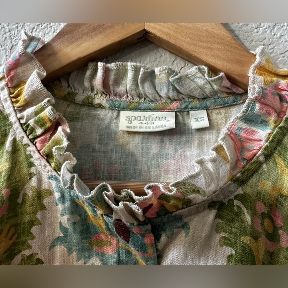 Spartina 449 Jori Linen Shirt Sugar Mill Damask Flax size XS - Picture 7 of 8